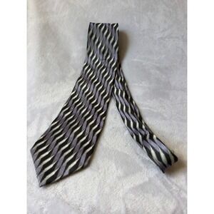 Fabio Fazio Necktie Mens OS Lavender Silver Excellent Silk Geometric Chevron